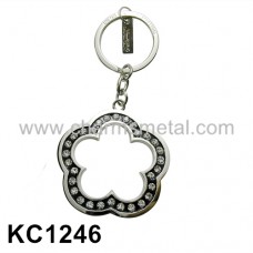 KC1246 - Flower With Crystal Metal Key Chain
